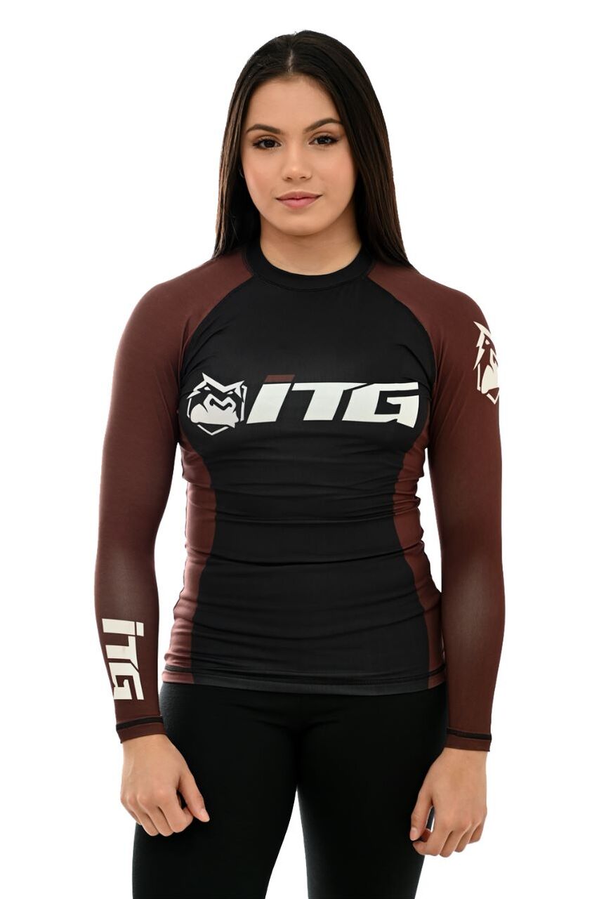 Rash Guards Feminina, ITG Manga Longa Marrom