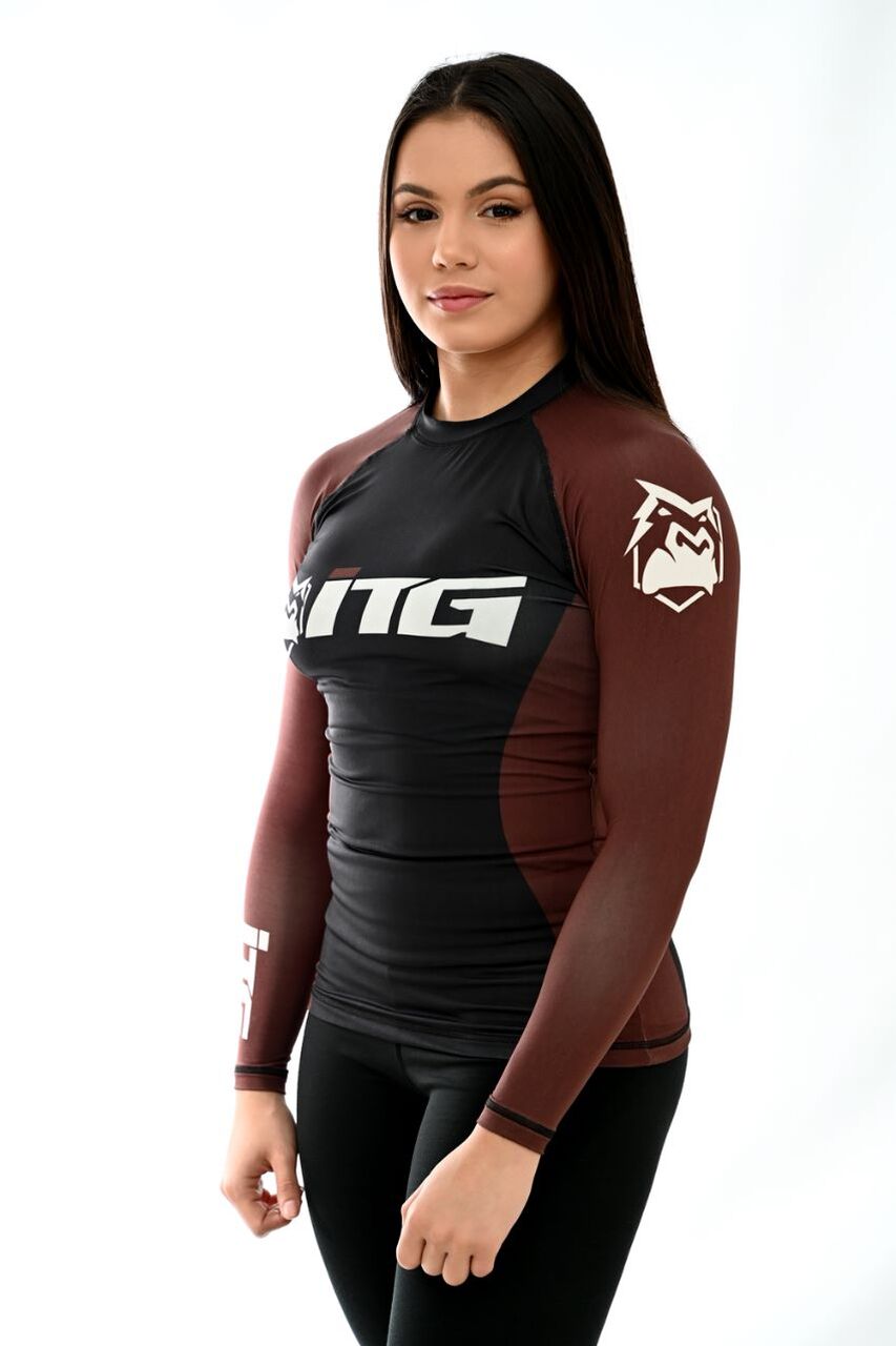 Rash Guards Feminina, ITG Manga Longa Marrom